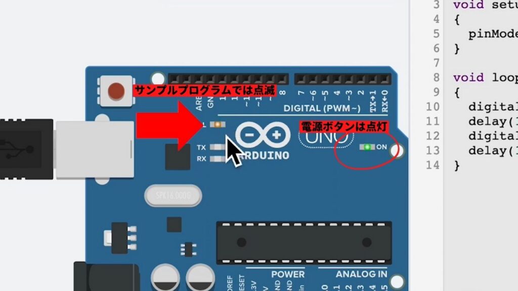 Arduinoのシミュレーションの様子